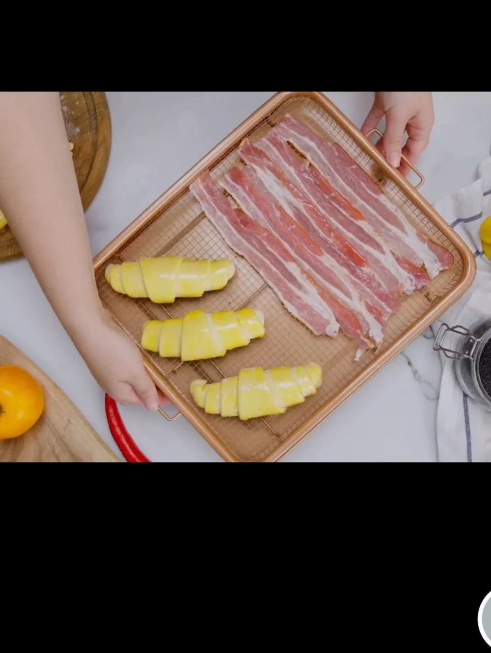 Copper Air Fryer Crisping Basket & Tray Set